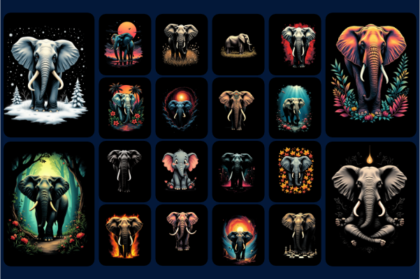 100 Elephant T-Shirt Graphic Bundle Product Examples