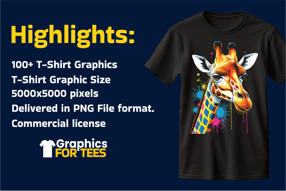 100+ Giraffe T-Shirt Graphics Bundle- GraphicsForTees