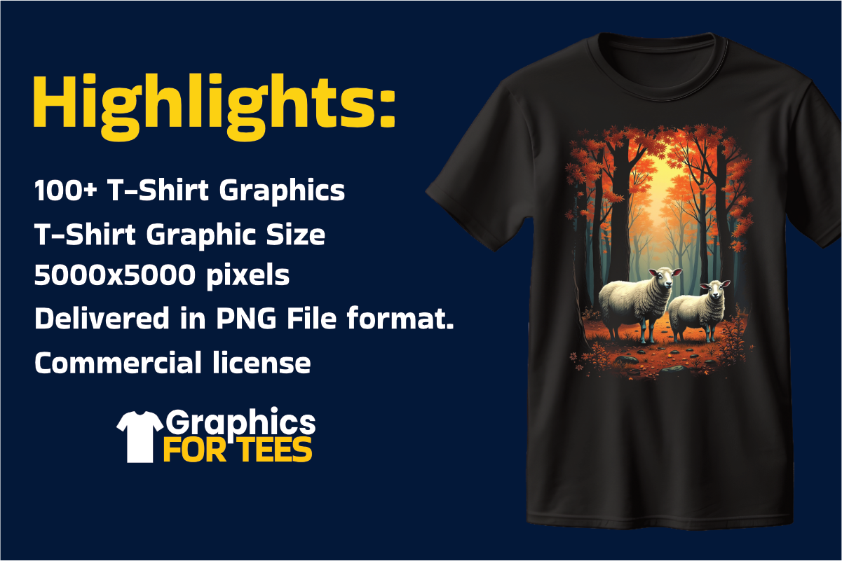 100+ Sheep T-Shirt Graphics Bundle- GraphicsForTee