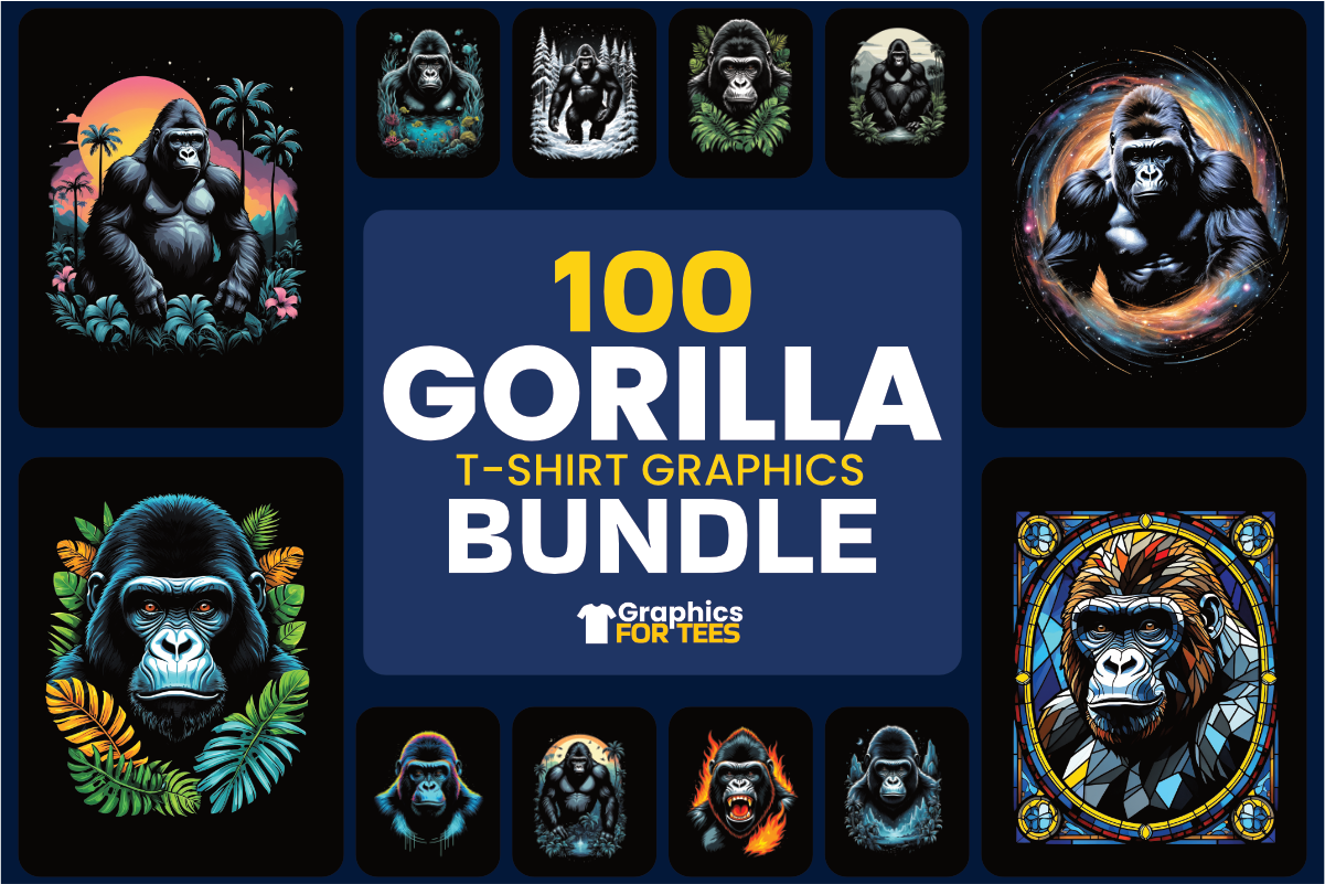 100+ Gorilla T-Shirt Graphics Bundle- GraphicsForTee