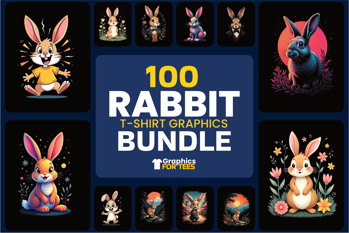 100+ Rabbit T-Shirt Graphics Bundle- GraphicsForTee