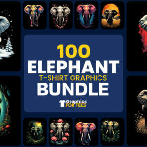 100 Elephant T-Shirt Graphic Bundle Product Label